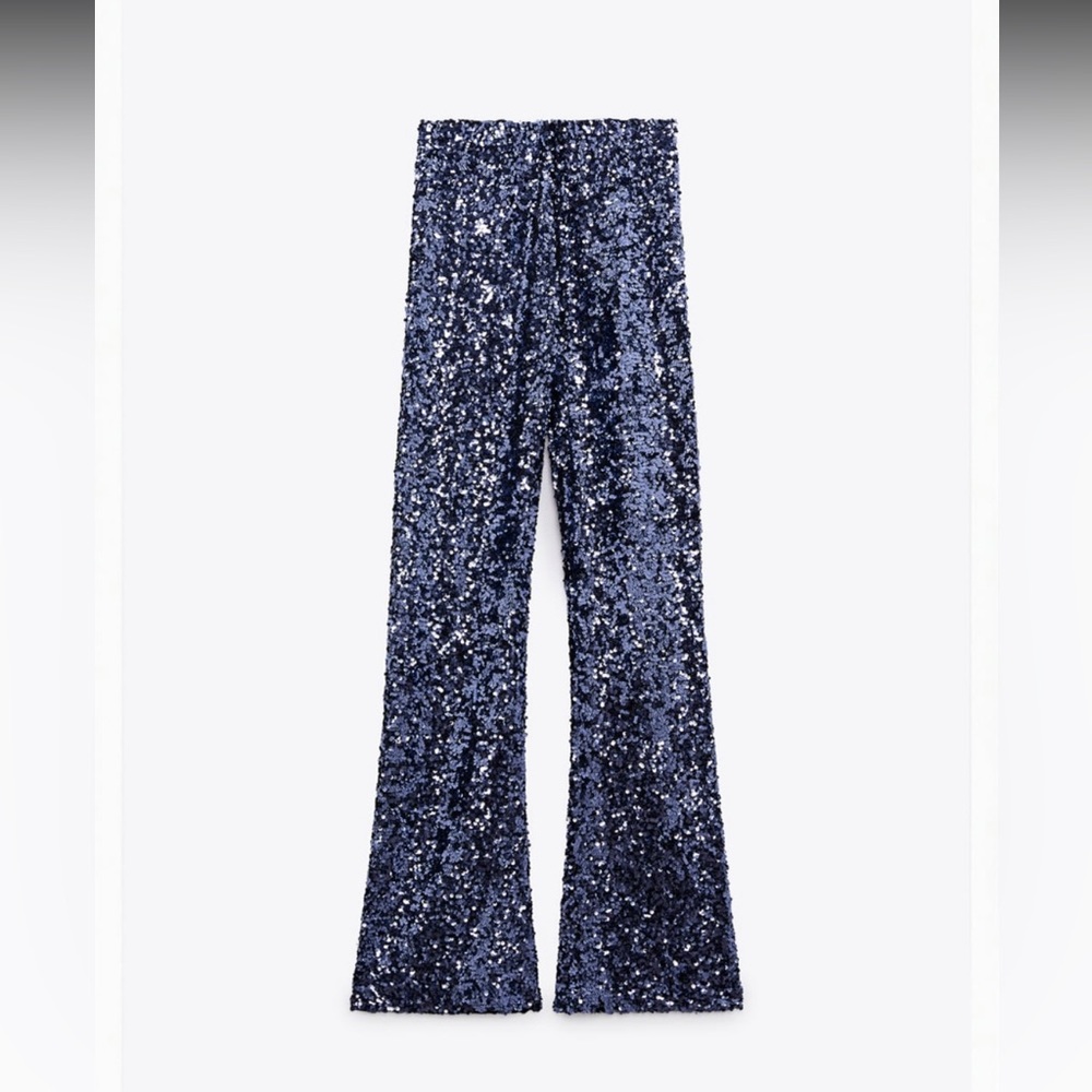 Zara Brand New with Tags Flared sequin leggings medium